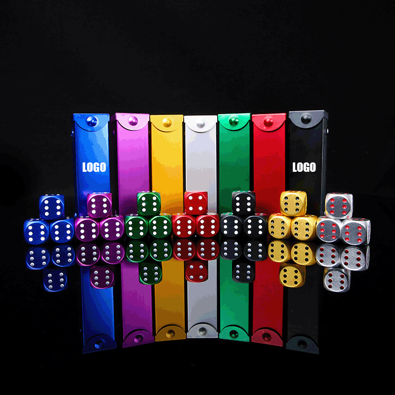Portable Metal Dice with Case / 5Pcs Metal Dice Game Set with Metal Container 2