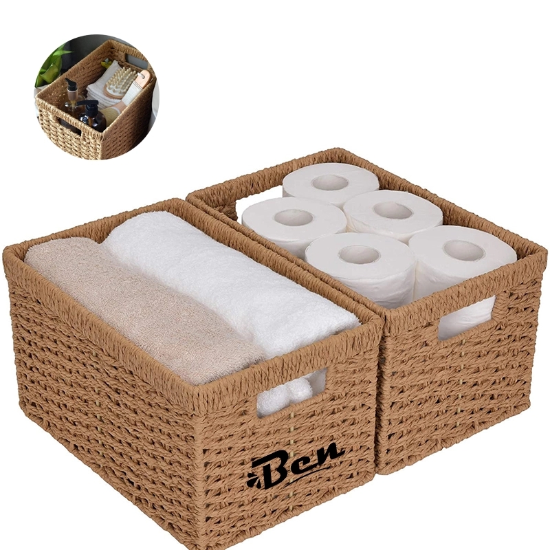 Large Wicker Storage Basket With Wooden Handles 3
