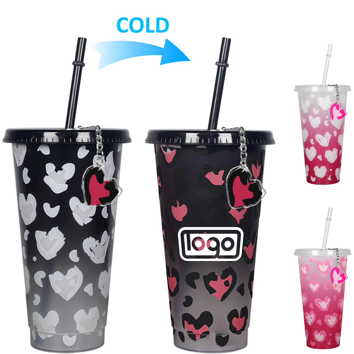 24oz Heart Shaped Color Changing Plastic Cup 5