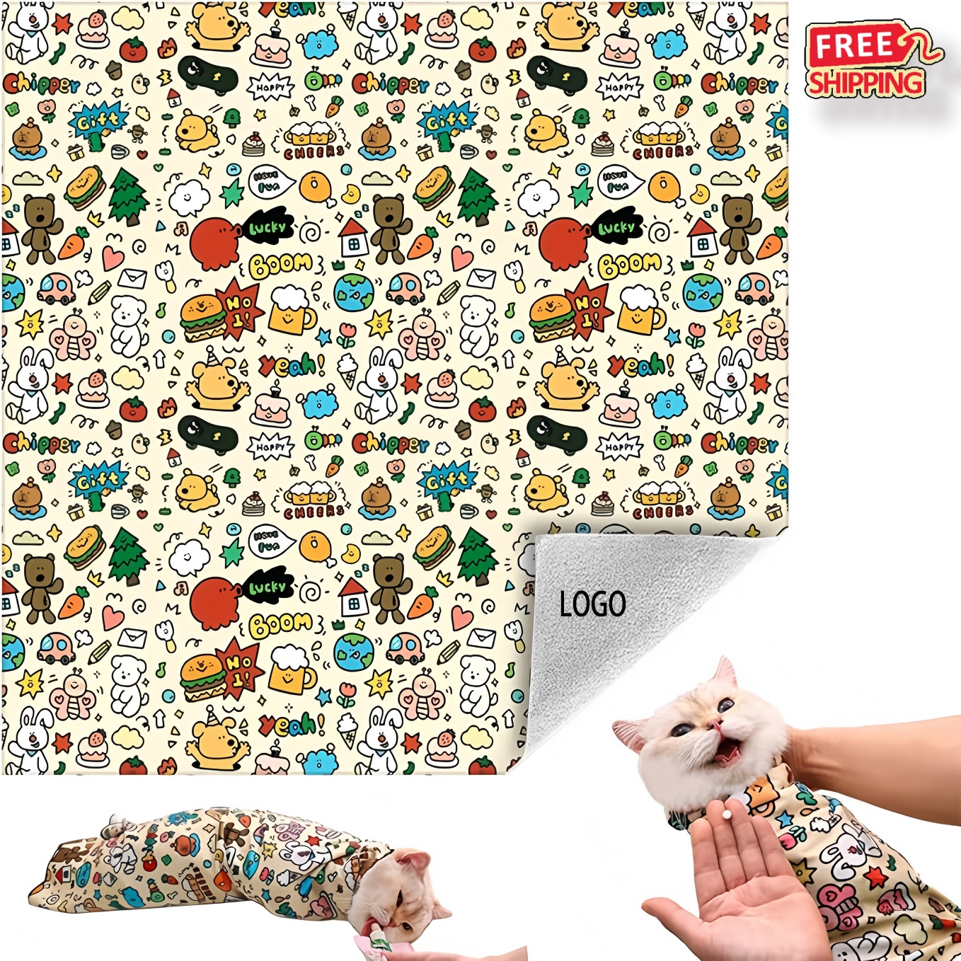 Soft Cat Grooming Wrap for Nail Trimming Vet Visits Anti Scratch Durable Microfiber 5