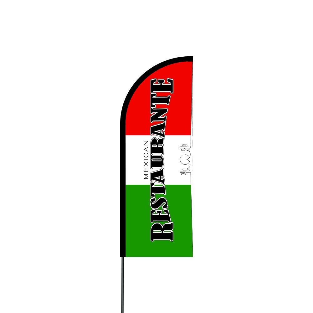 Mexican Restaurant Flag Kit Hardware 11' Feet Feather Flag Sign Outdoor Banner 2