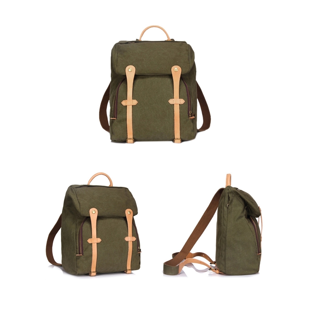 Vintage Waxed Canvas Leather Backpack 2