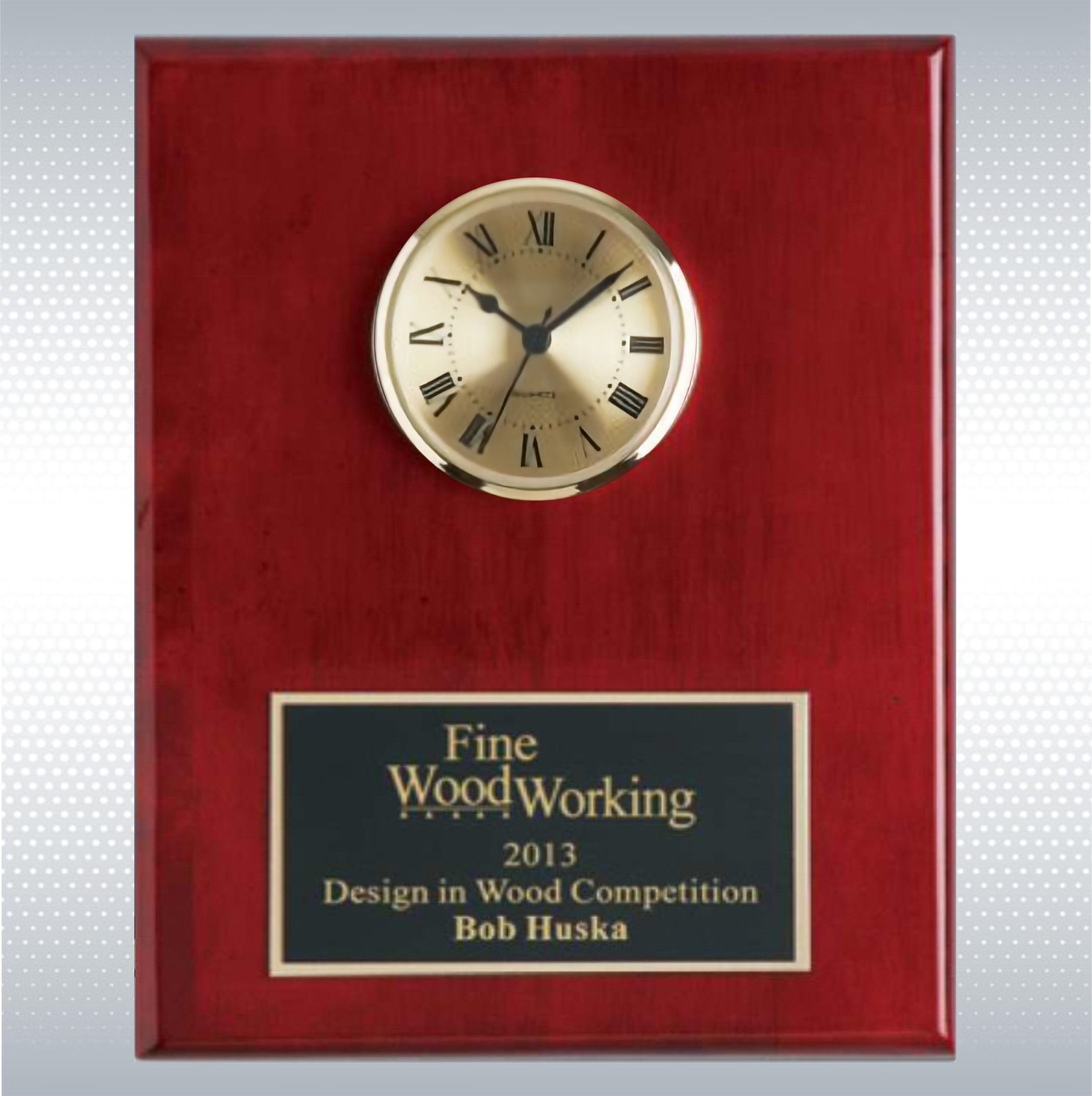 Piano Finish Solid Wood Plaque W/ Clock 2