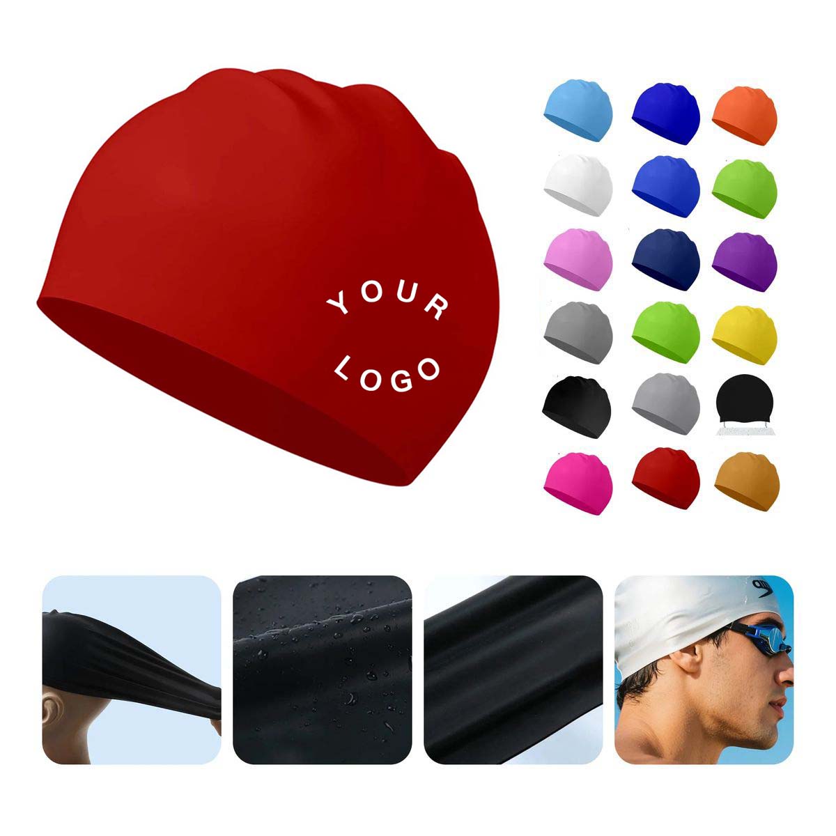 Non Slip Silicone Swim Cap for Swimming 5