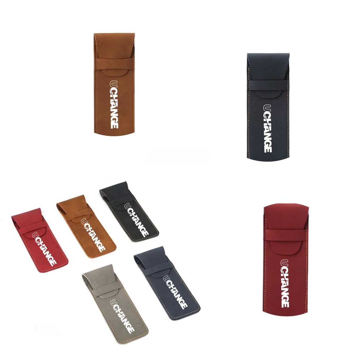 PU Leather Two Pen Pouch With Flap 2