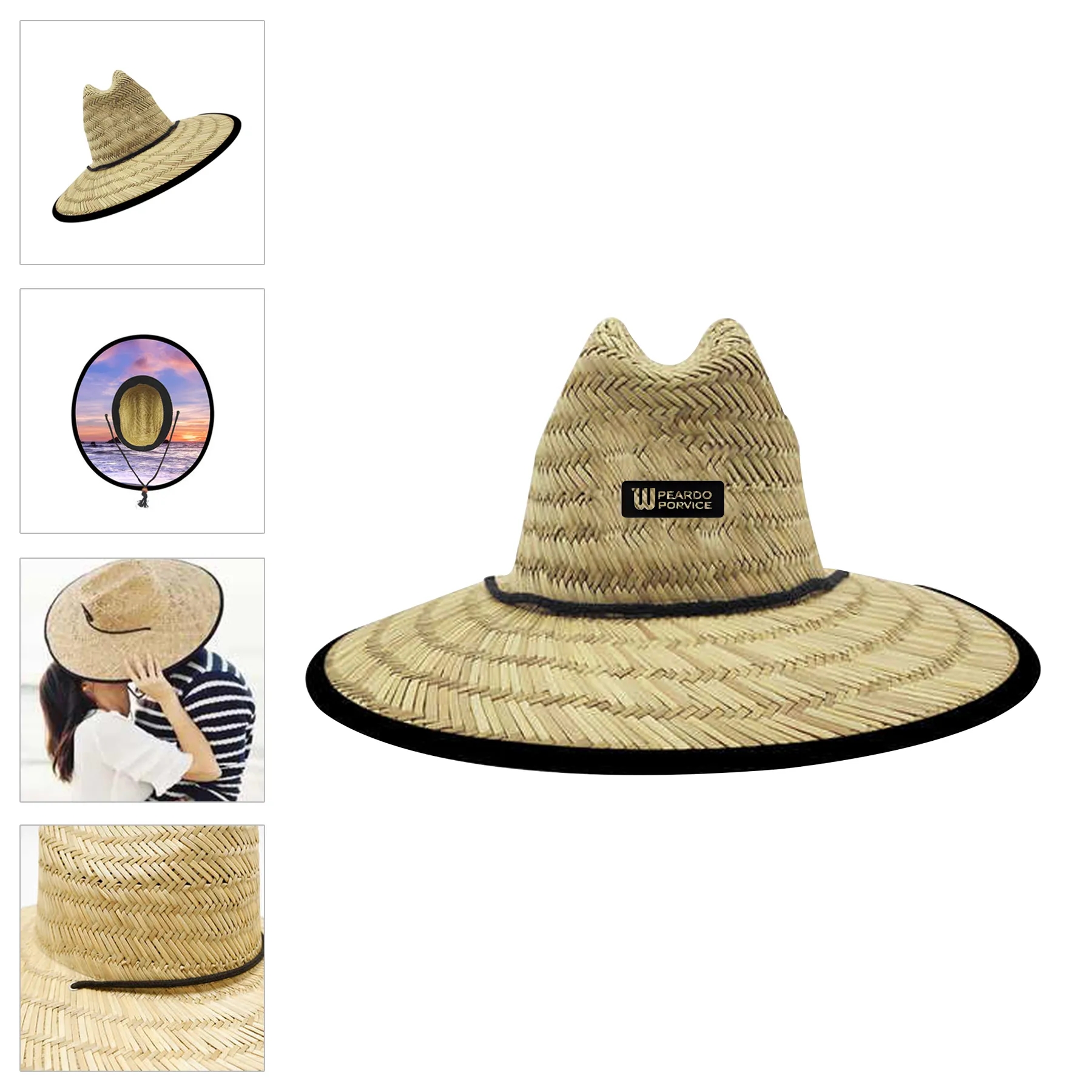 Lifeguard Straw Hat w/ Full Color Underbrim & Patch 9