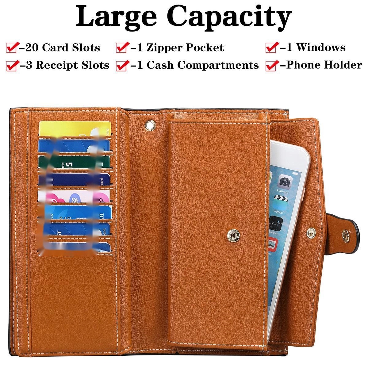 Women Soft Leather Rfid Blocking Bifold Slim Wallets 5