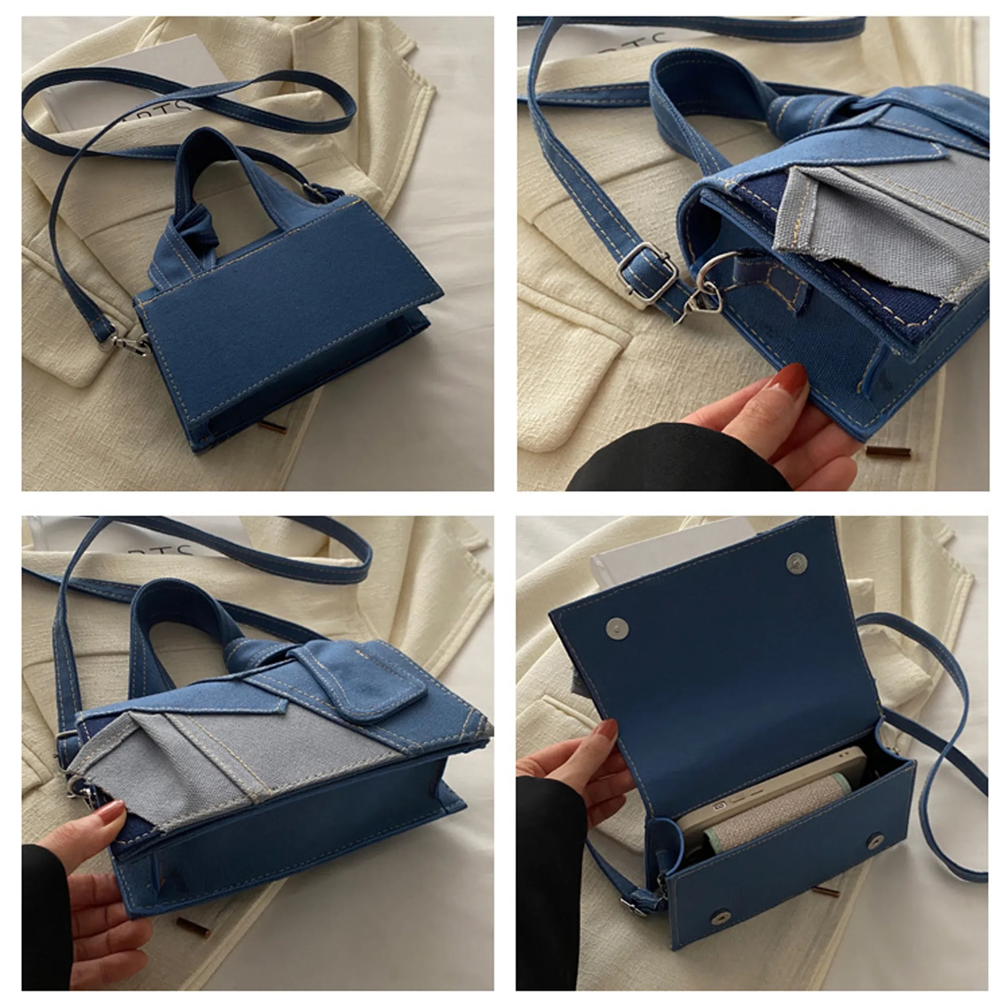 Denim Patchwork Crossbody Bag 7