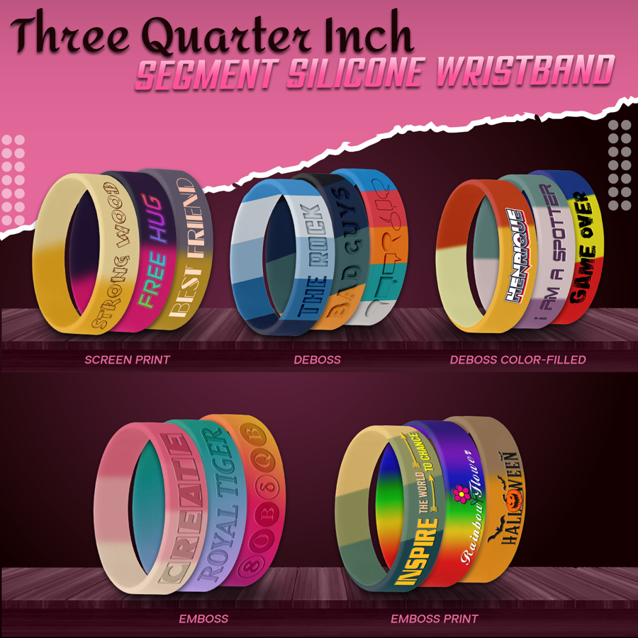 Segmented Silicone Wristband - 3/4" band