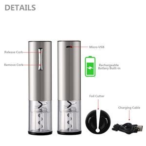 4 In 1 Black Plastic Automatic Electric Wine Opener With Foil Cutter 19