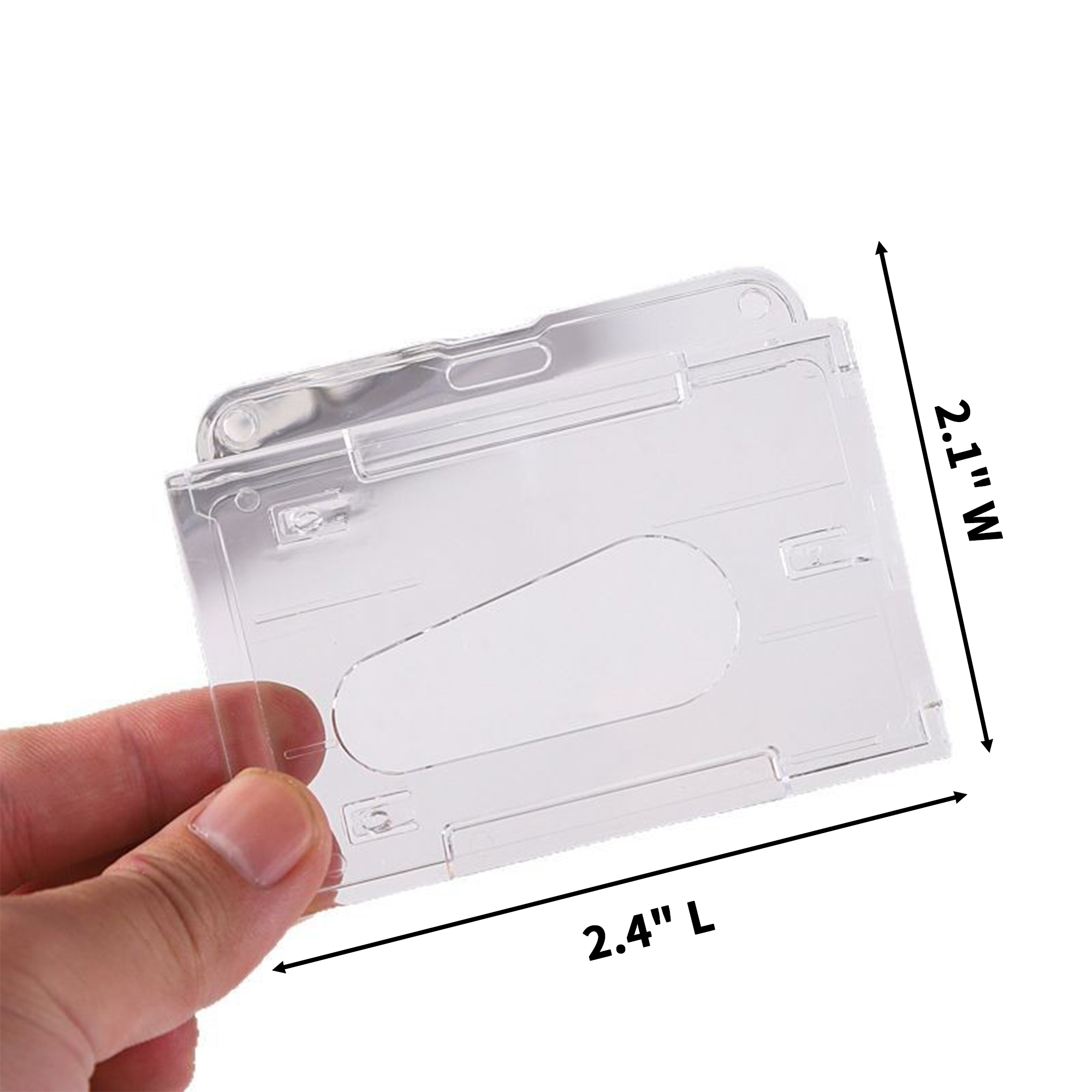 Hard Plastic Badge Holder Clear PS 2.4" Length x 2.1" Width 2