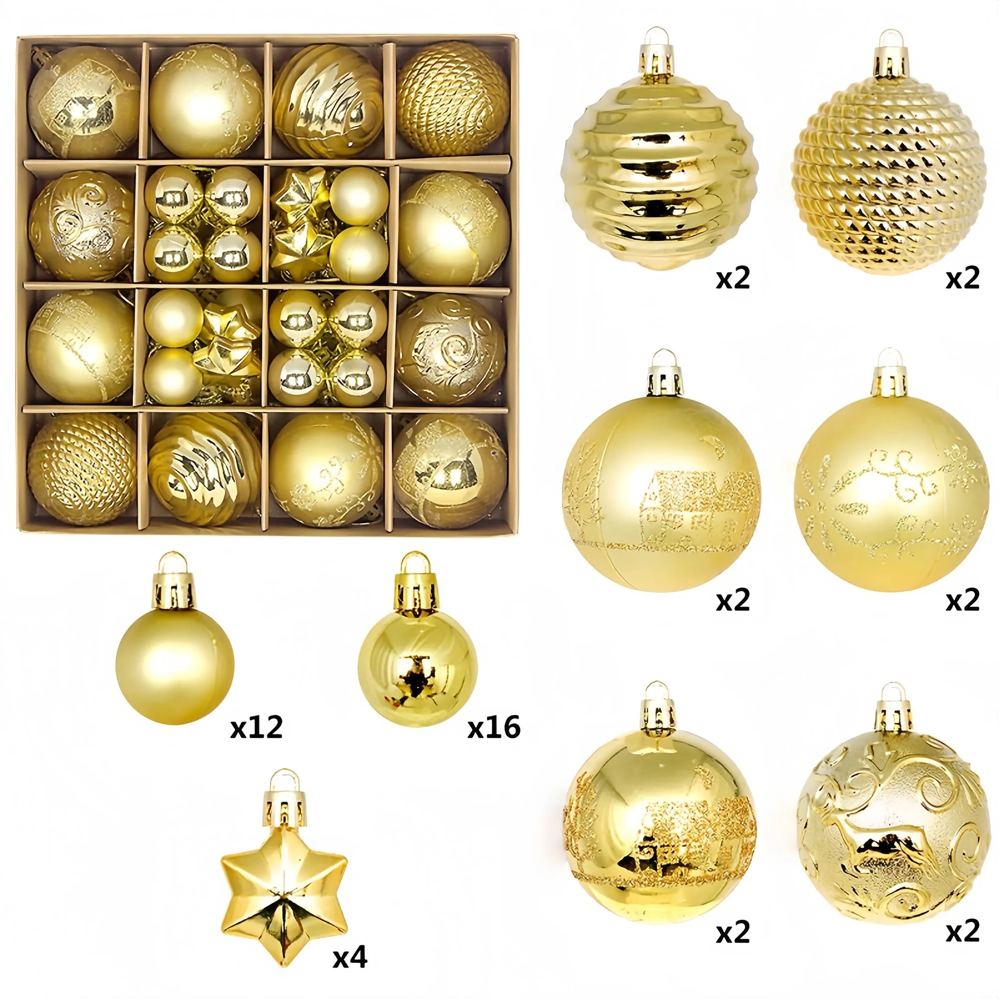 Premium Christmas Bauble Set With Unique Designs 12
