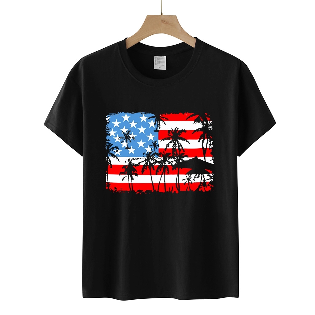 Women American Flag Graphic Short Sleeve Round Neck T-shirt 10