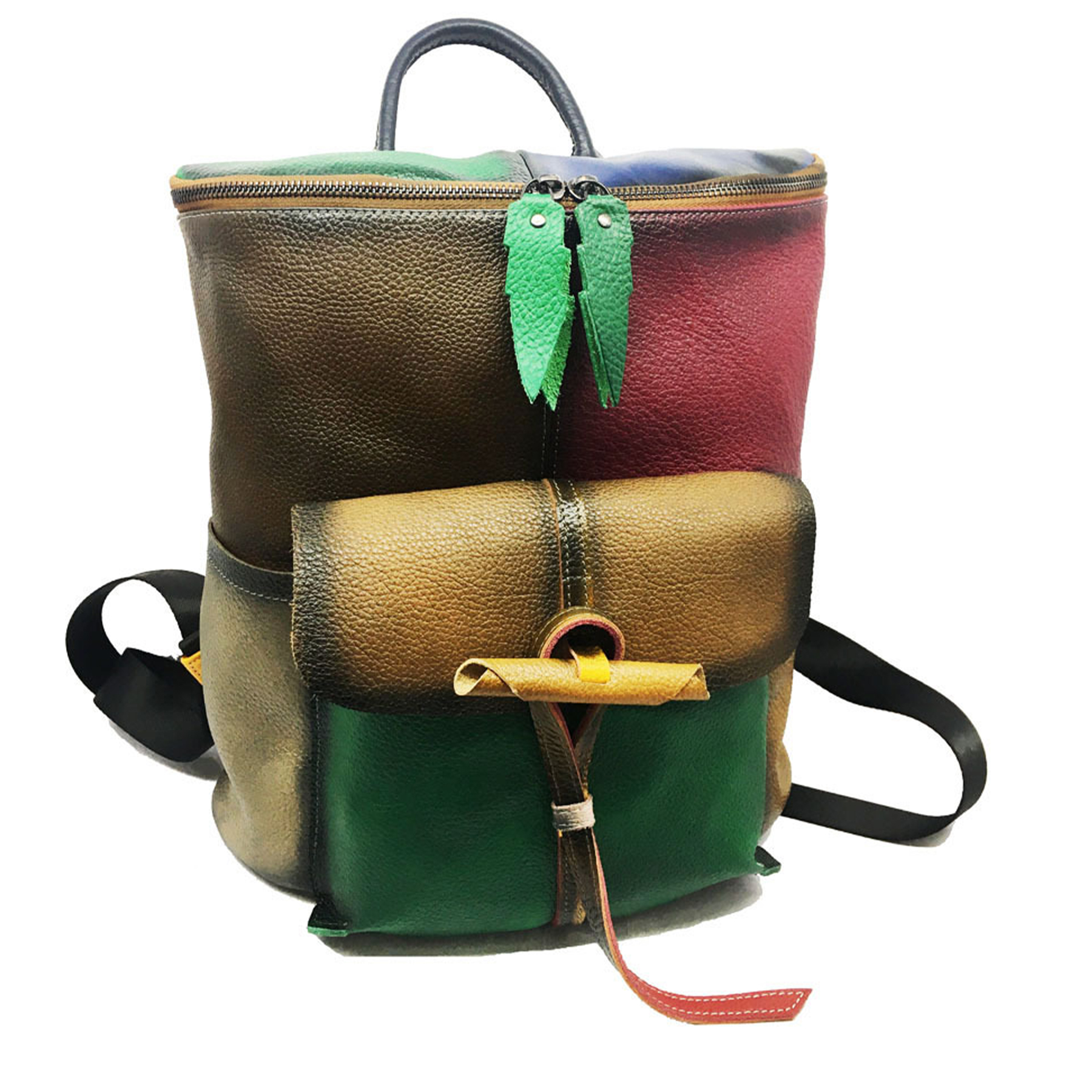 Genuine Leather Vintage contrast backpack 5