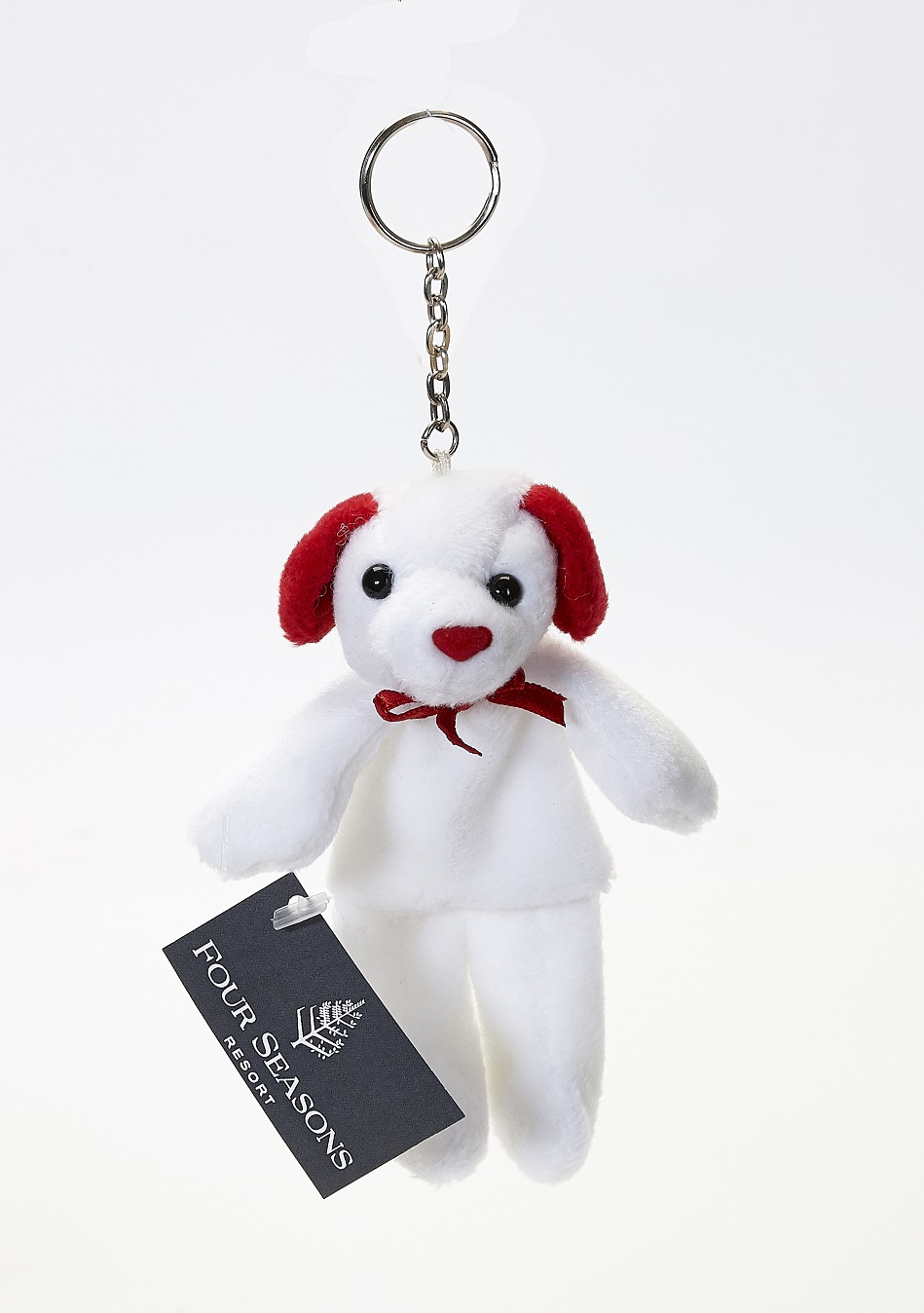 Stuffed Animal Keychain - Dog With Red Trim, White 1