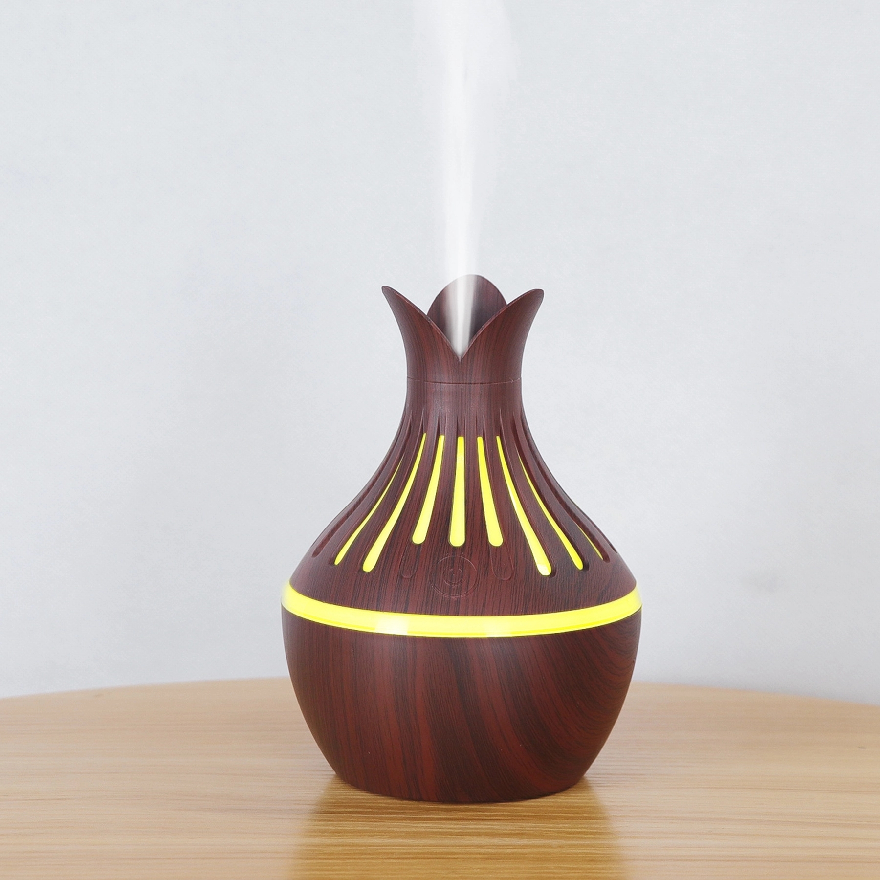 10 Oz. Vase-shaped Wood Grain Aroma Air Humidifier 6
