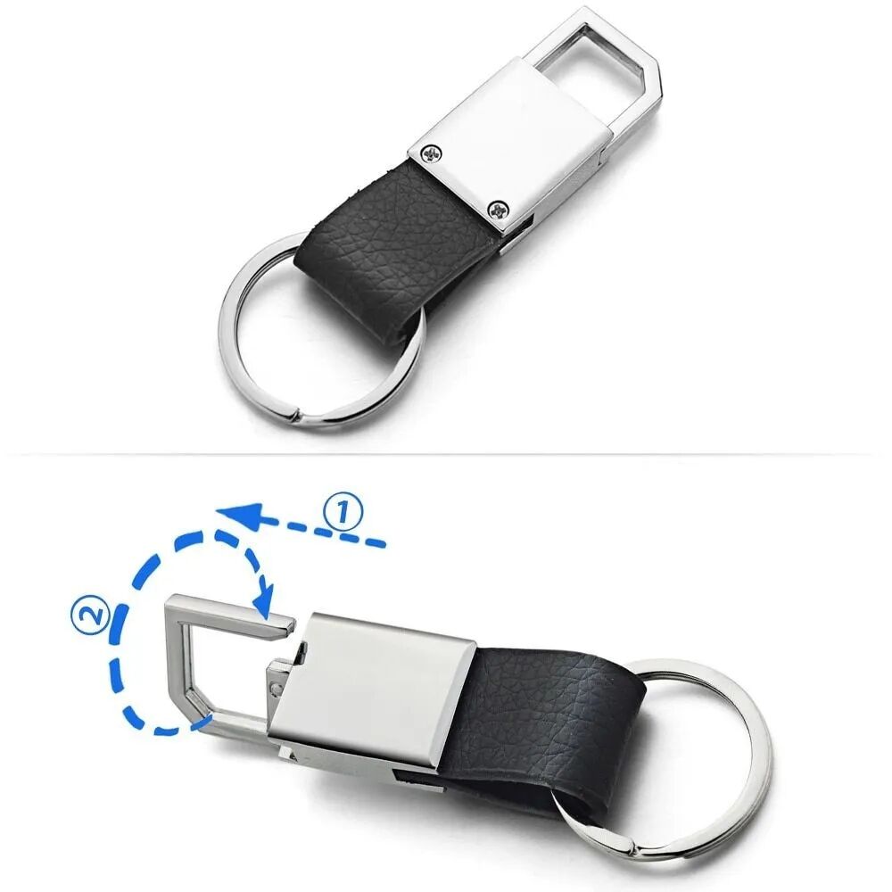 PU Leather Strap Metal Clip-On Keychain 2