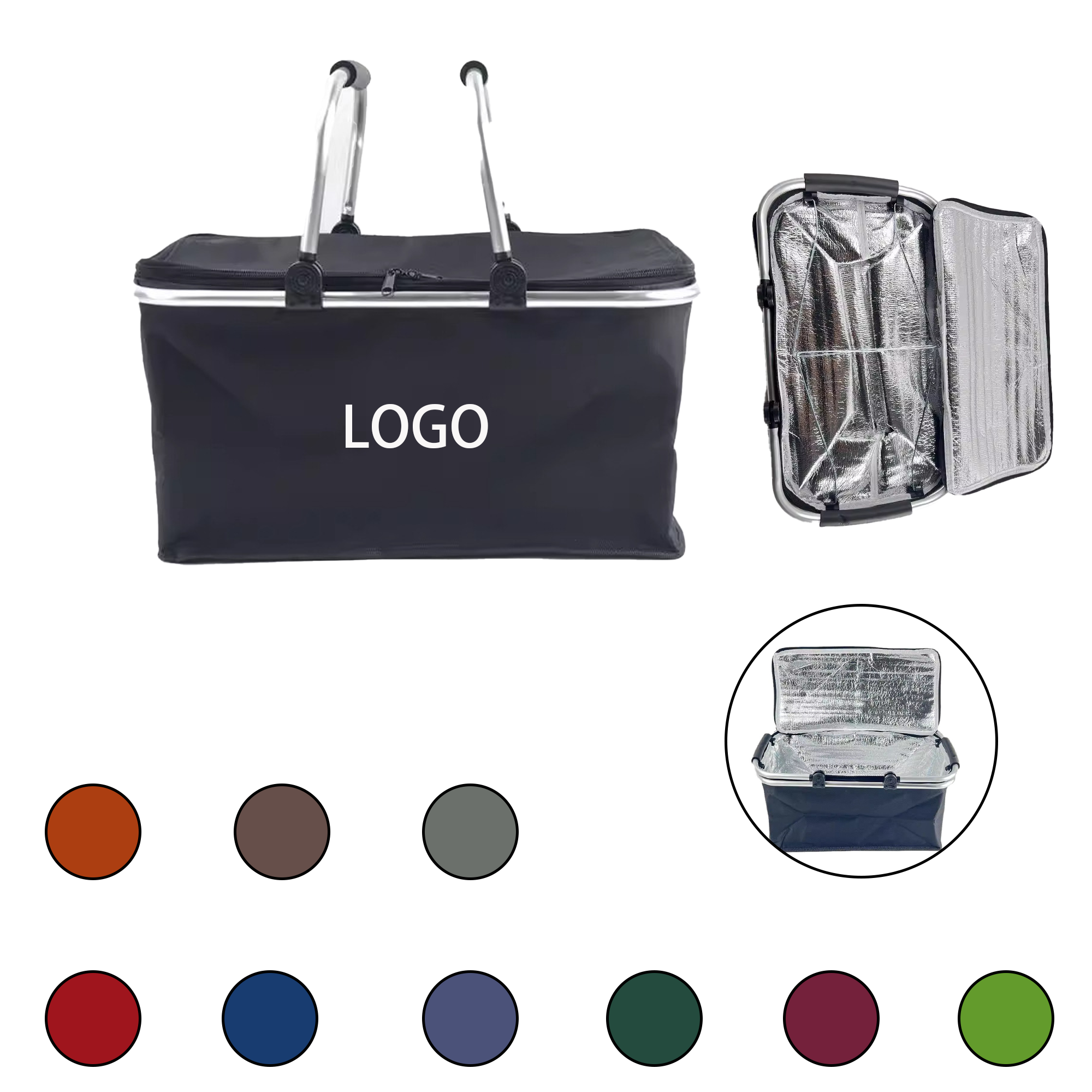 Aluminum Picnic Basket With Two Handles 2