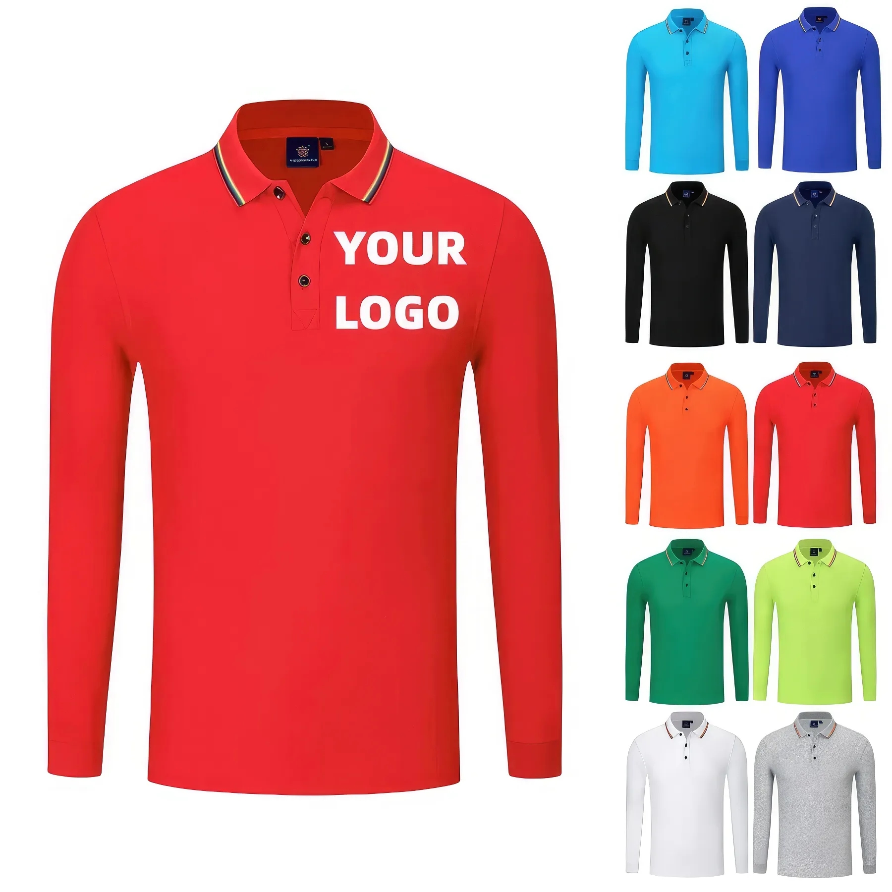 Long-Sleeve Polo Shirts Sweatshirt Tops Blouse Work Uniform 2