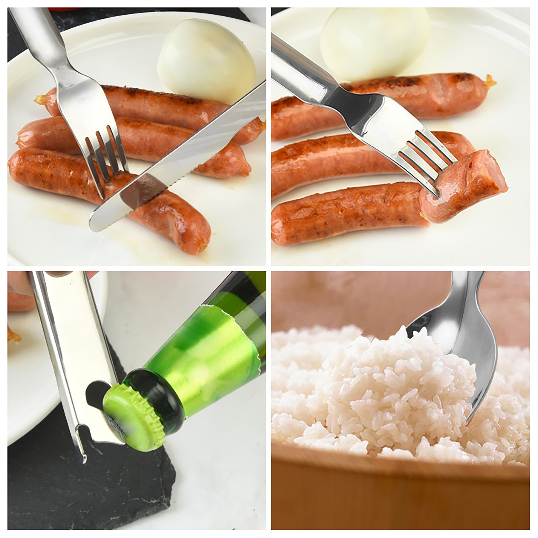 Portable Cutlery Knife Fork Spoon Bottle Opener 4-In-1 Set 2