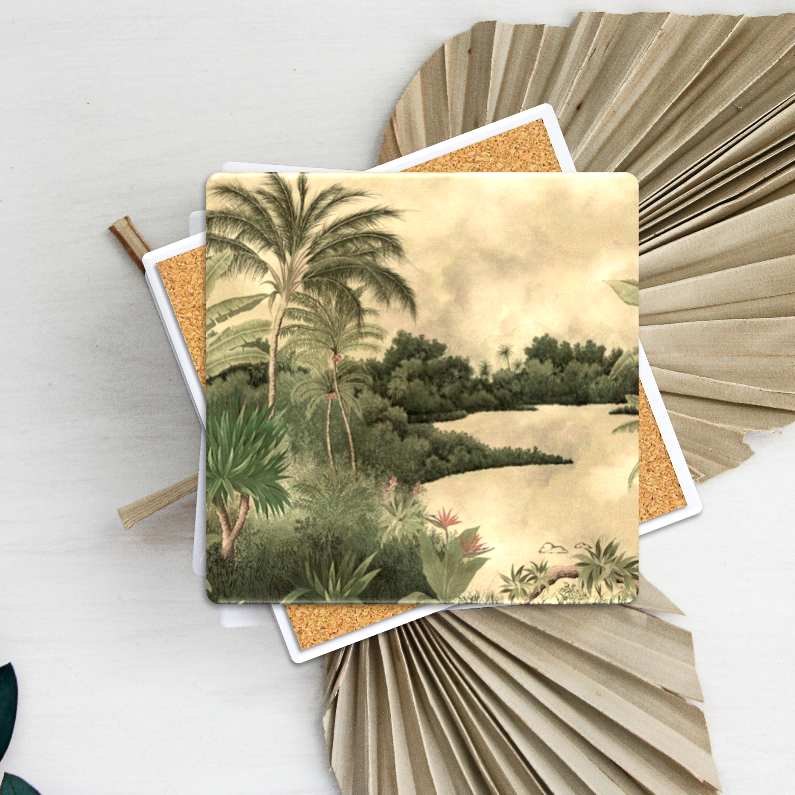 Square Coaster Semi-Gloss White Ceramic 13