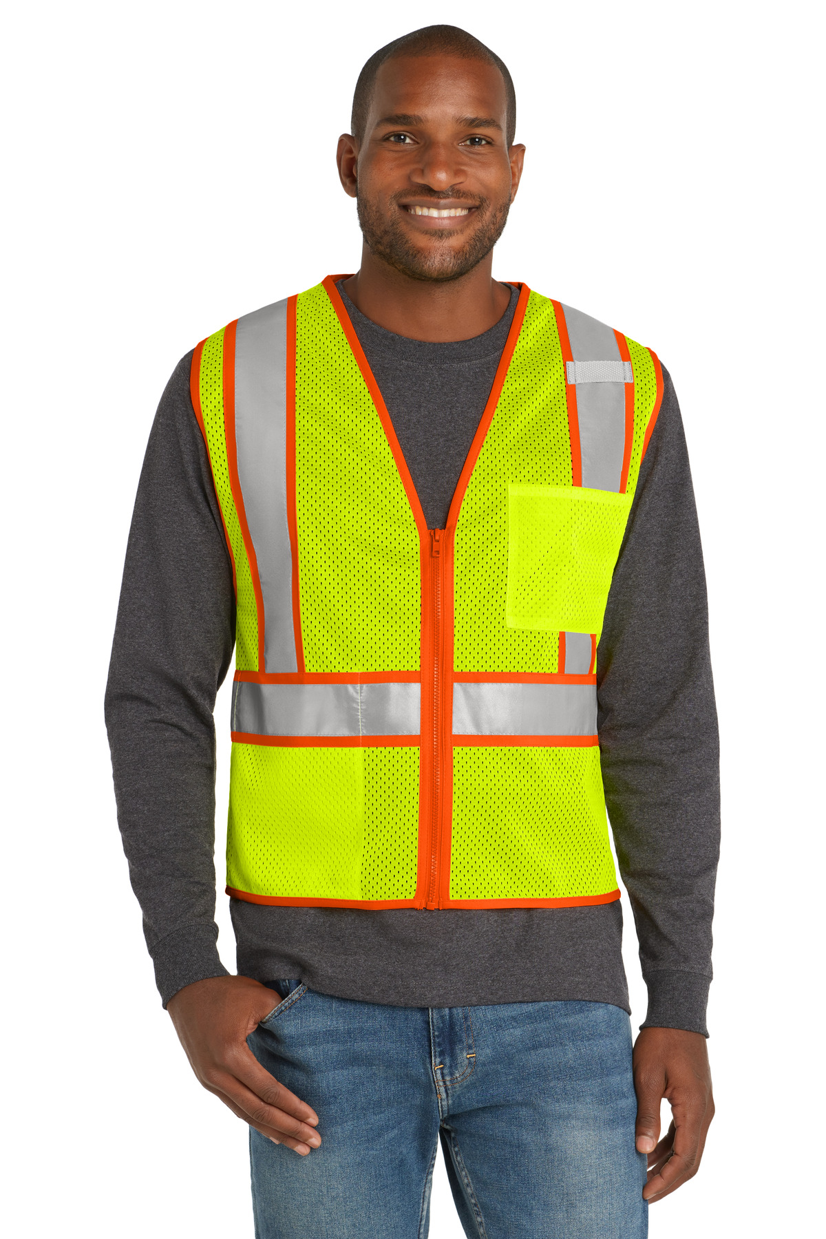 CornerStone ANSI 107 Class 2 Mesh Zippered Two-Tone Vest. CSV103 3