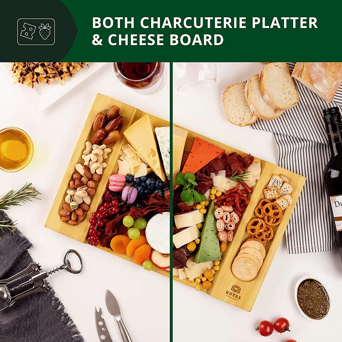 Bamboo Cheese Board Charcuterie Platter 4
