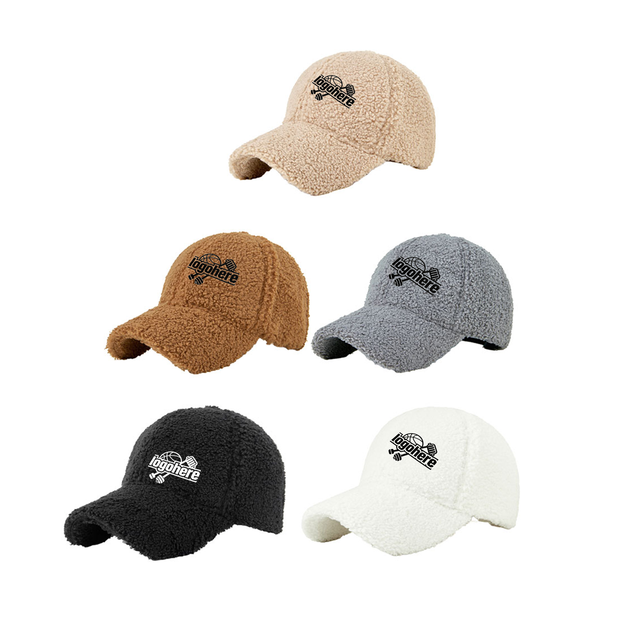 MOQ 20 Colored Faux Lamb Wool Baseball Cap 3