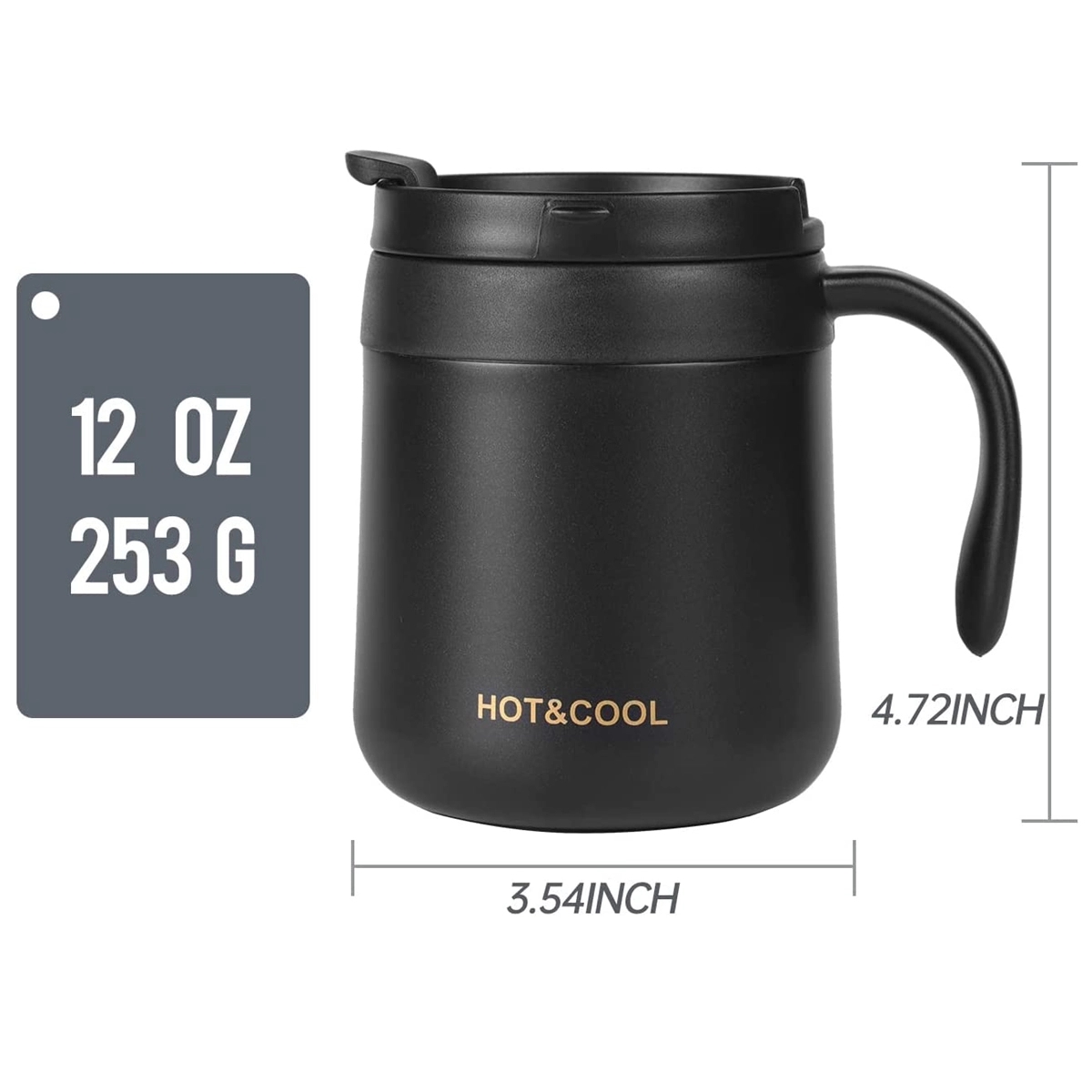 12Oz Reusable Stainless Steel Coffee Mug With Handle Lip 4