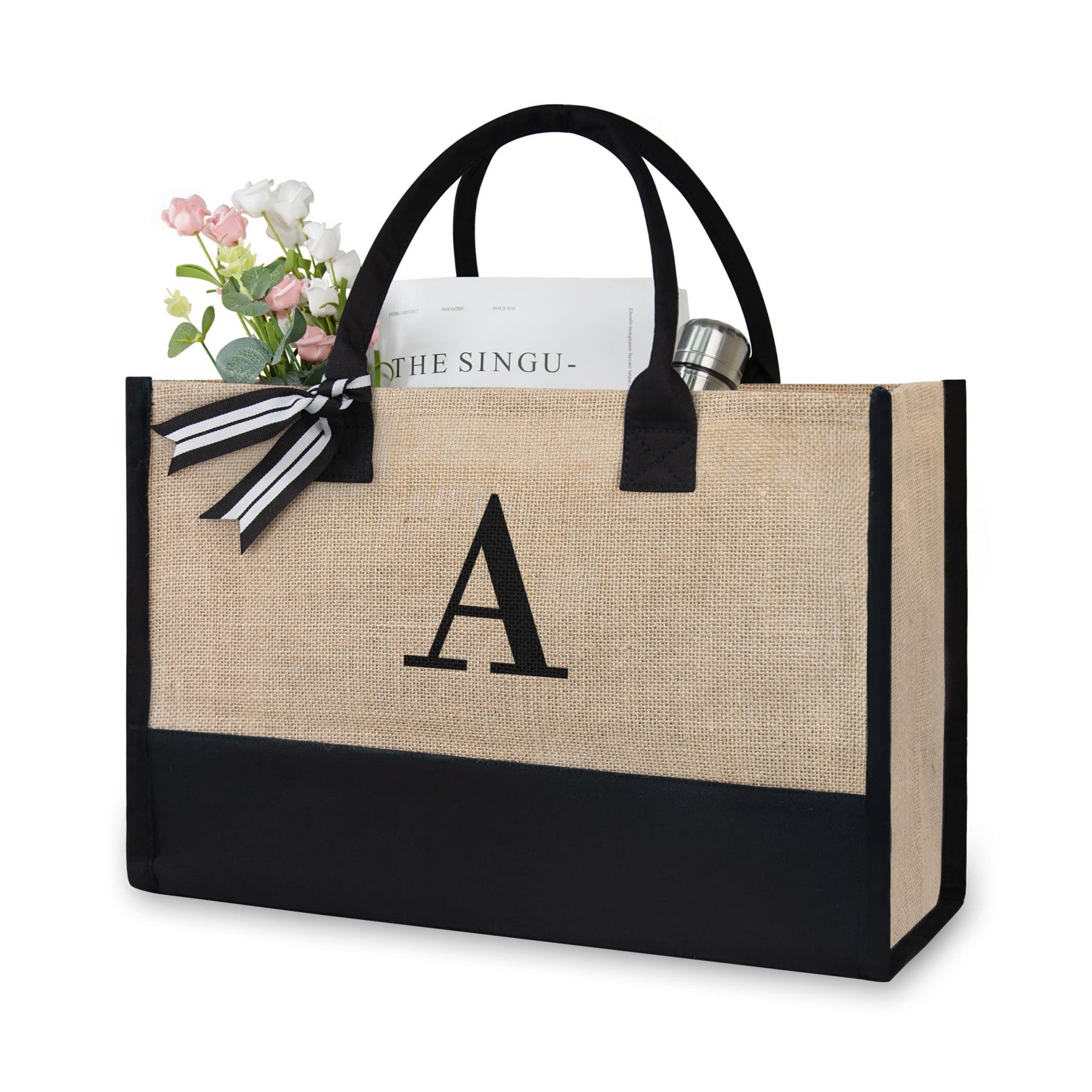 Initial Canvas Beach Bag Heavy Duty, custom tote bag with logo imprint 4