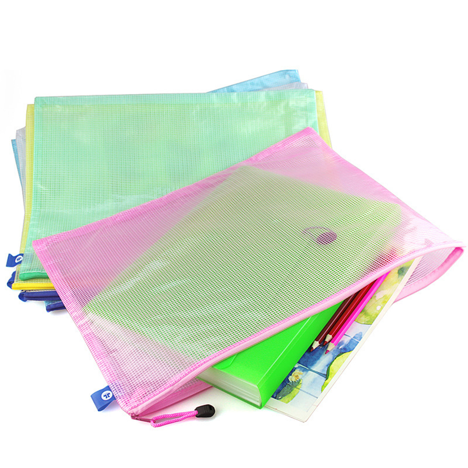 Plastic Mesh Zipper Pouch Document File Bag 3