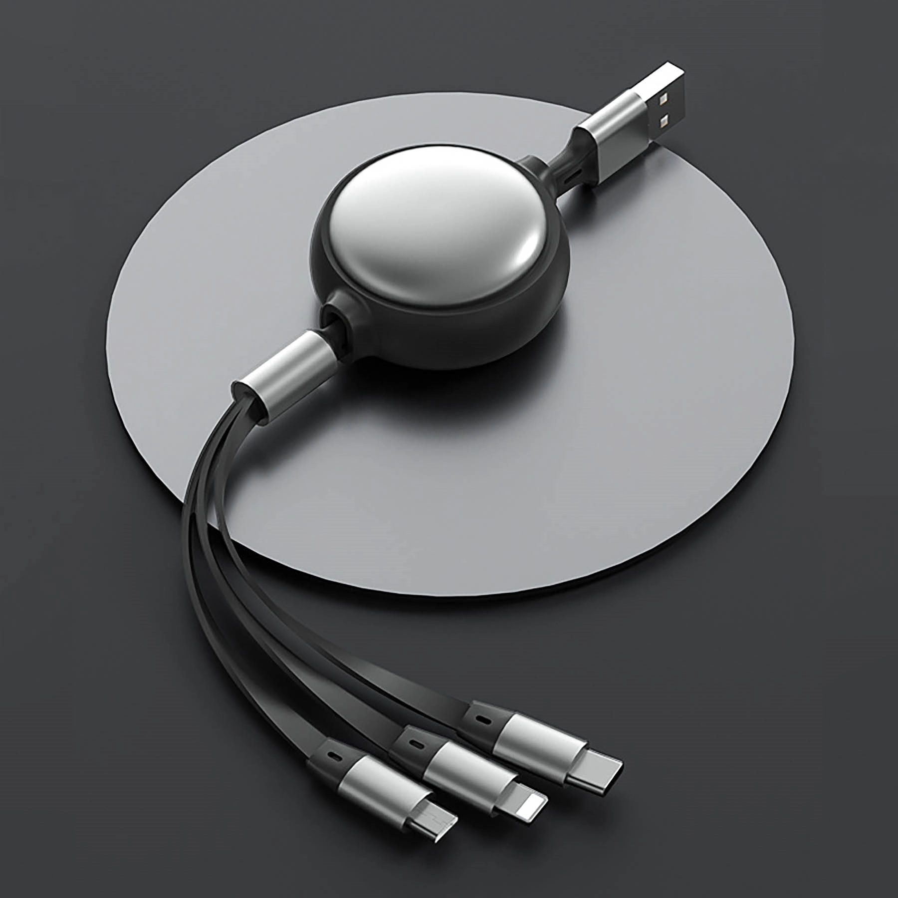 3 in 1 Multi USB Retractable Charger Cable 3A Multiple Cord 4