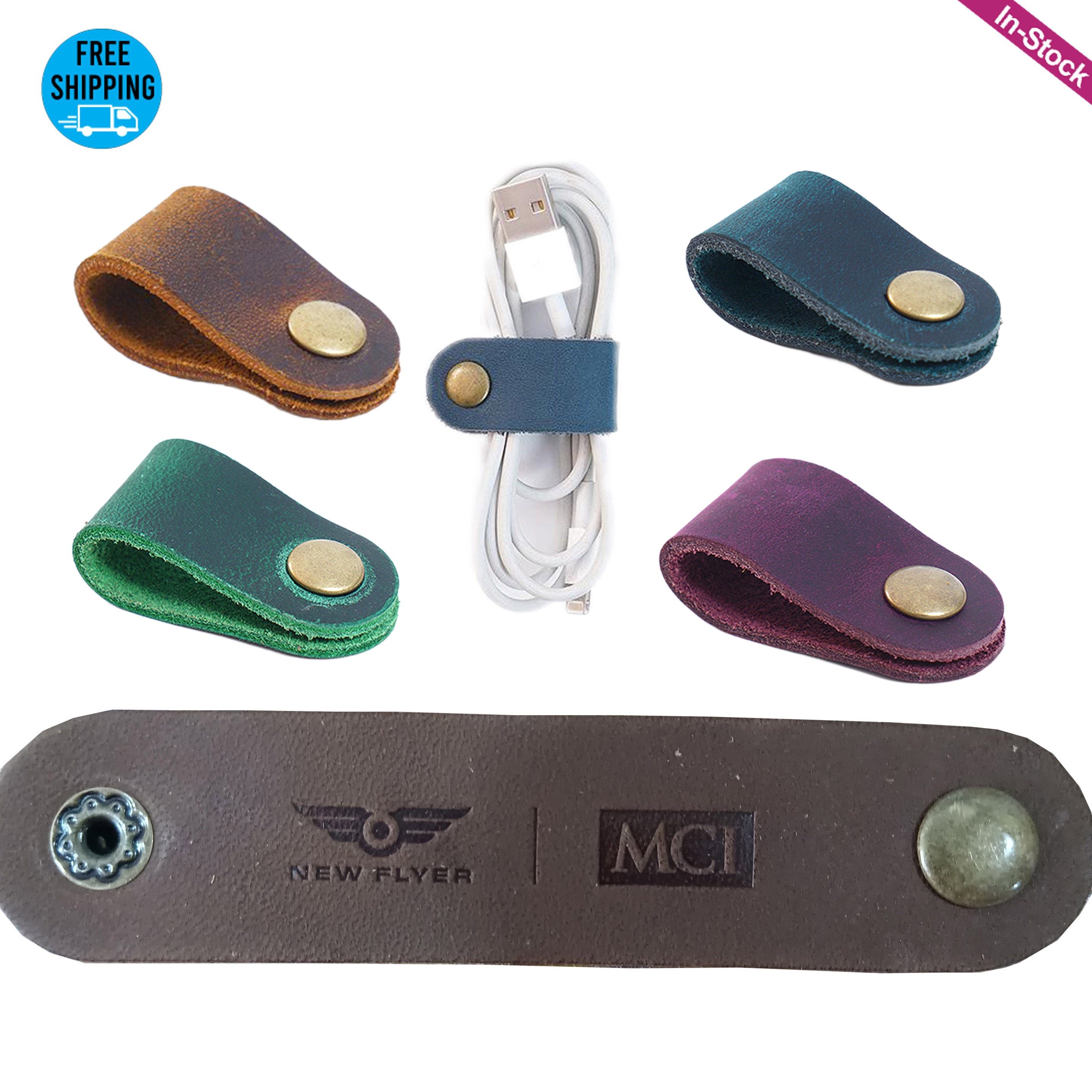 Genuine Leather Cord Organizer USB Holder 4