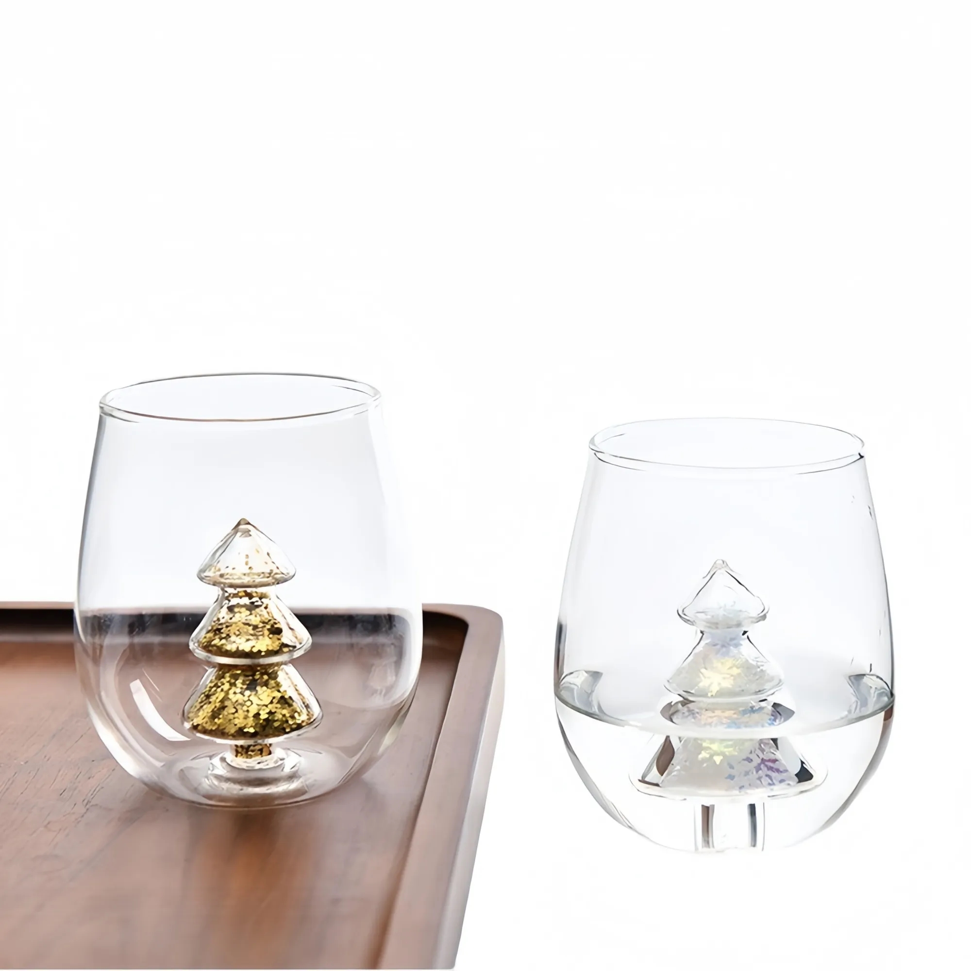 3D Christmas Tree Glass Cup Glitter Design 2