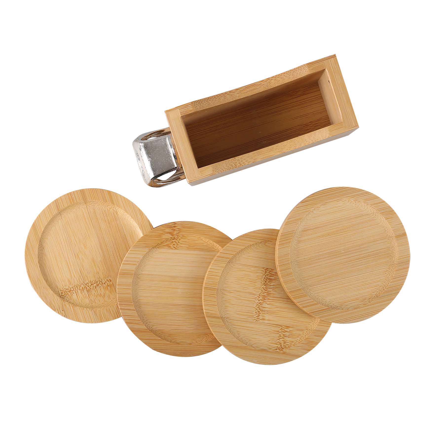 Bamboo Coaster Set w/ Bottle Opener 8