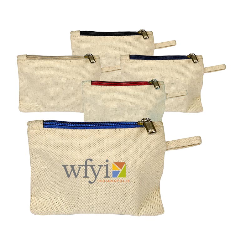 12 oz. 100% Cotton Canvas Card Pouch w/Color Zipper 1