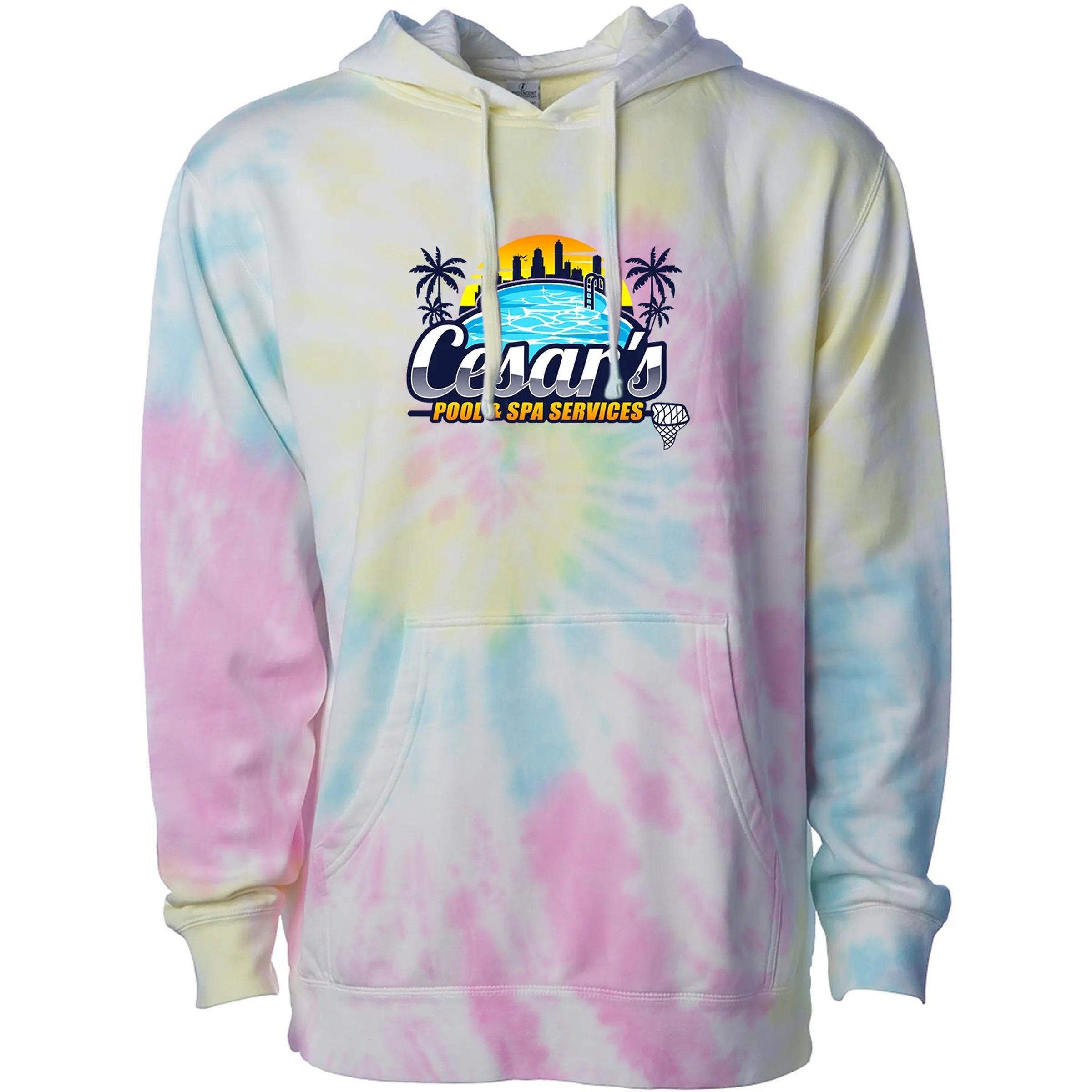 Unisex Midweight Pigment Tie Dyed Hooded Pullover 3