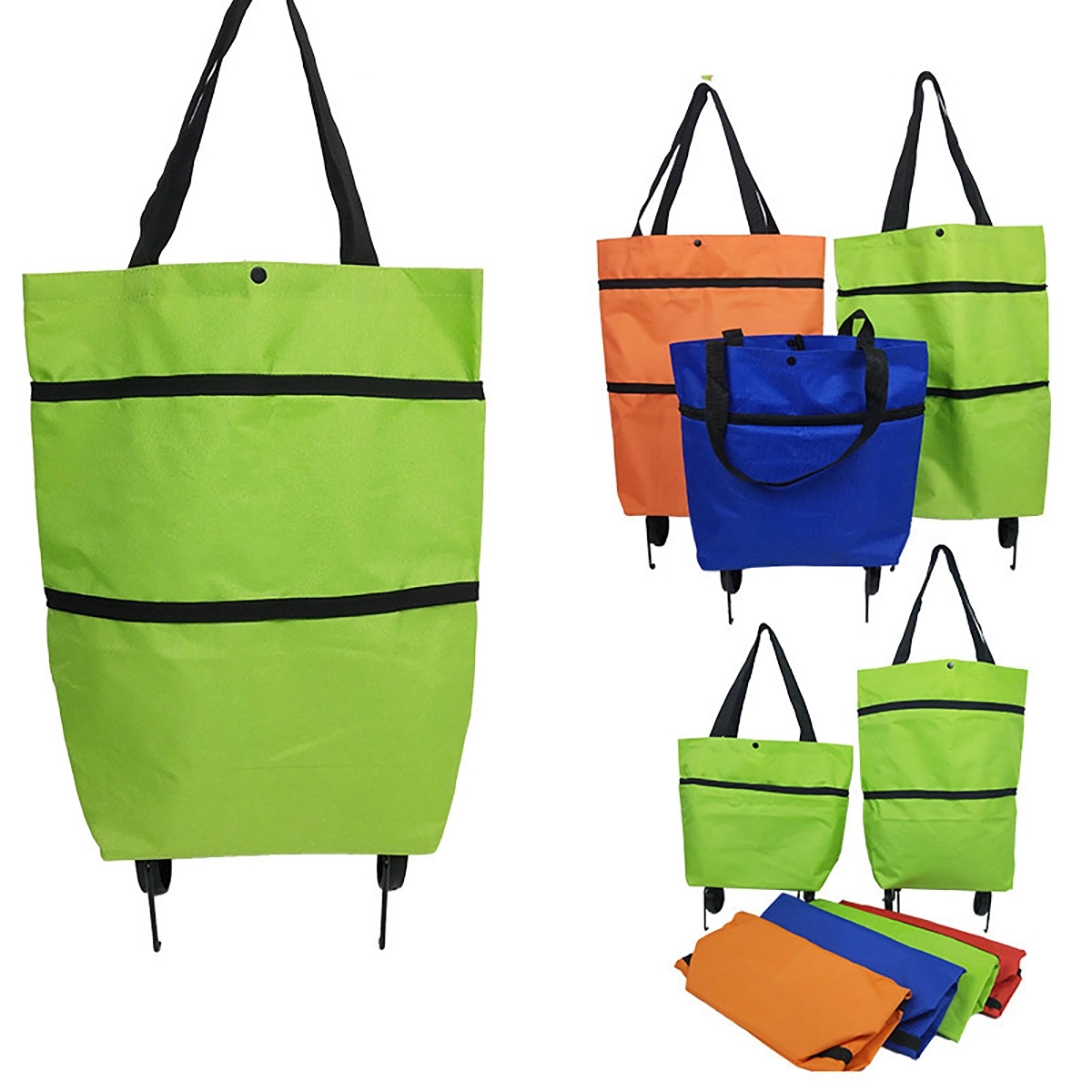 Folding Shopping Bag Collapsible Trolley With Wheels 2