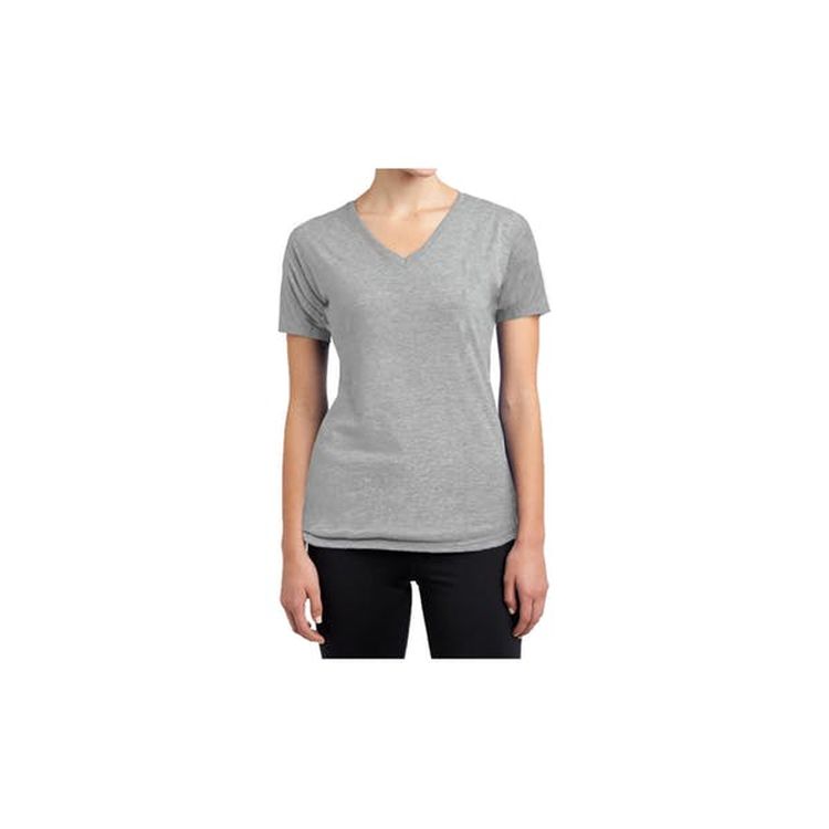 Women's V-Neck Fitted Tees - Heather Gray Medium Cotton Short Sleeve 2