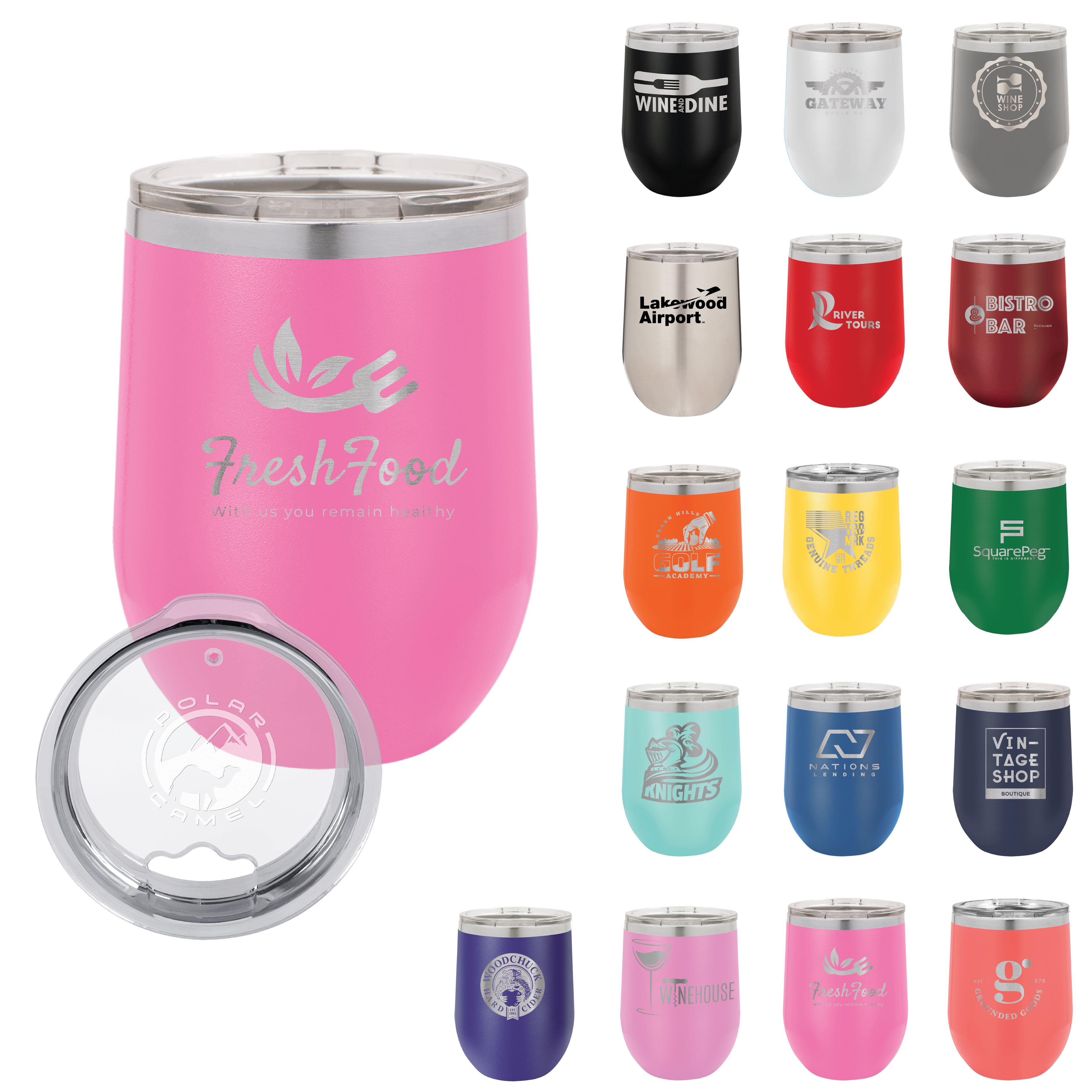 Polar Camel 12 Oz. Stainless Steel Stemless Wine Tumbler 22