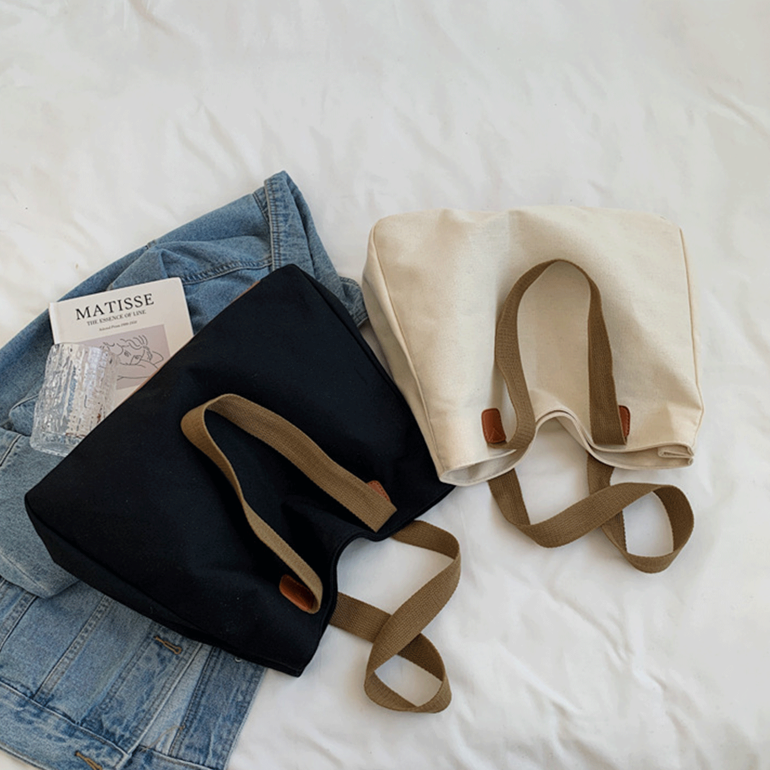 reusable earth-friendly black white Cotton Canvas Tote Bags 10