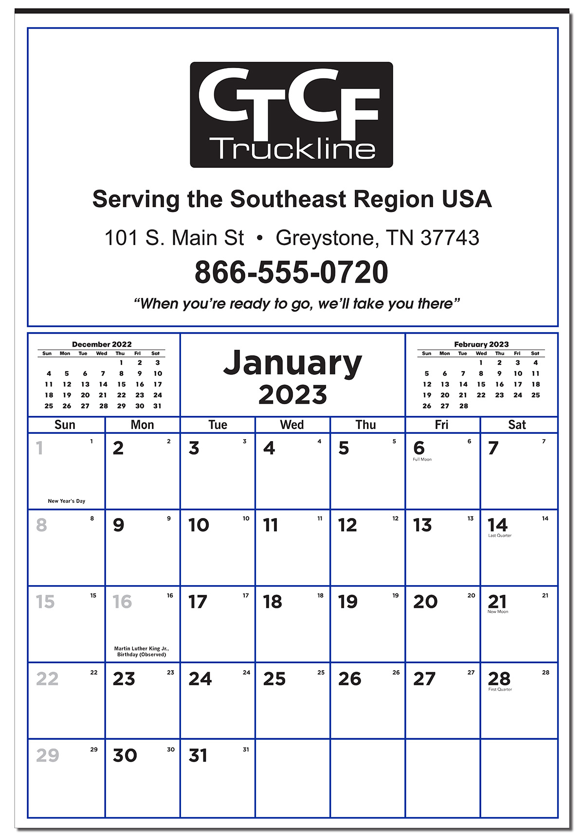 Economy 12 Sheet Contractor Wall Calendar