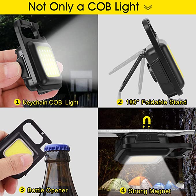 Pocket Led Flashlight with Folding Bracket Bottle Opener and Magnet Base for Running/Finishing 15