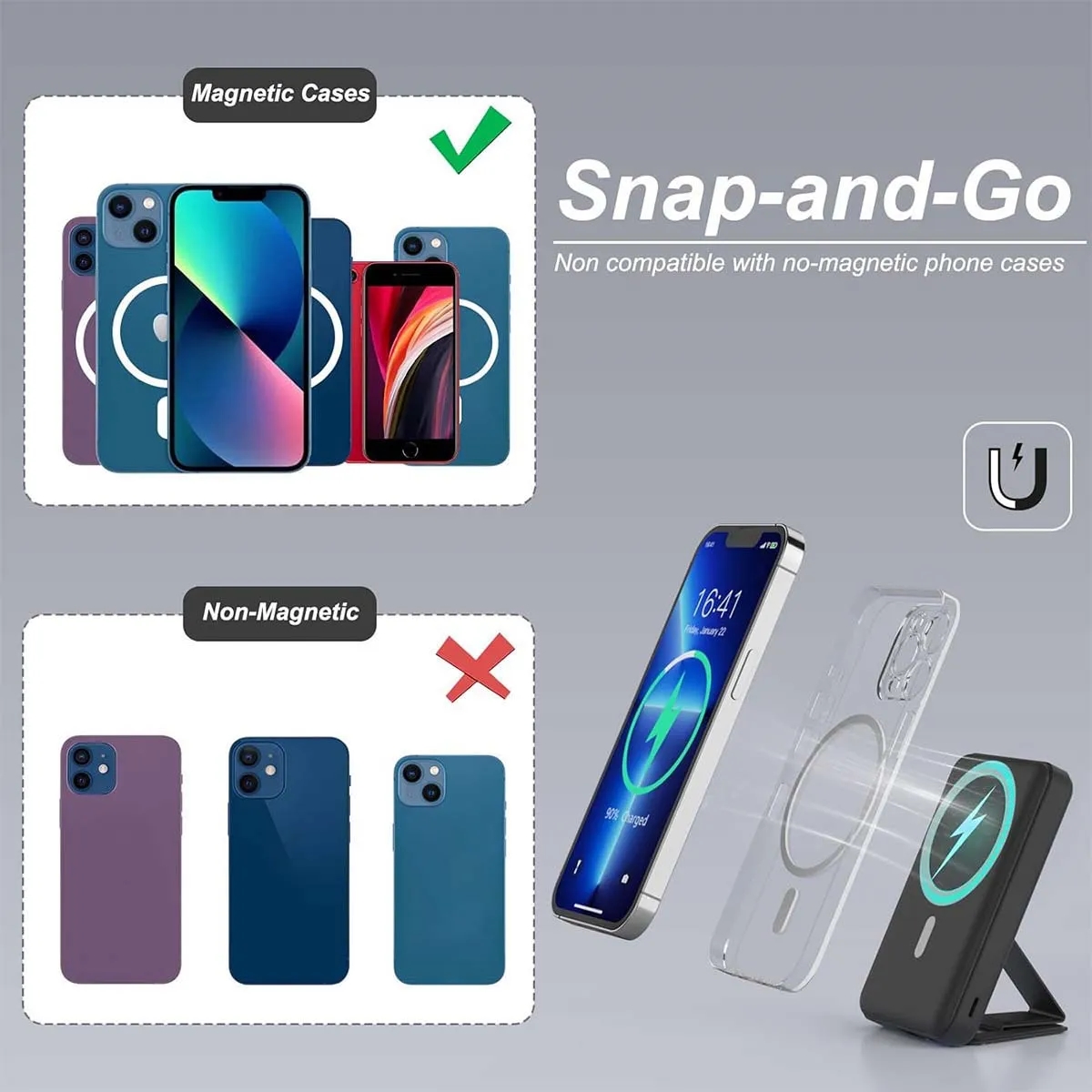 10000mAh Fast Magnetic Foldable Portable Wireless Charger 2