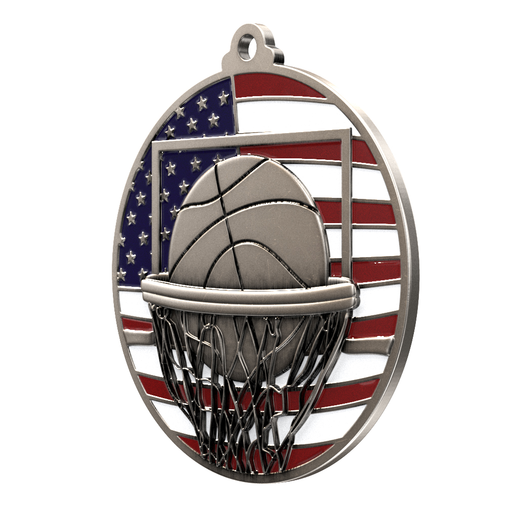 Basketball Patriotic Medallion (2-3/4") 6
