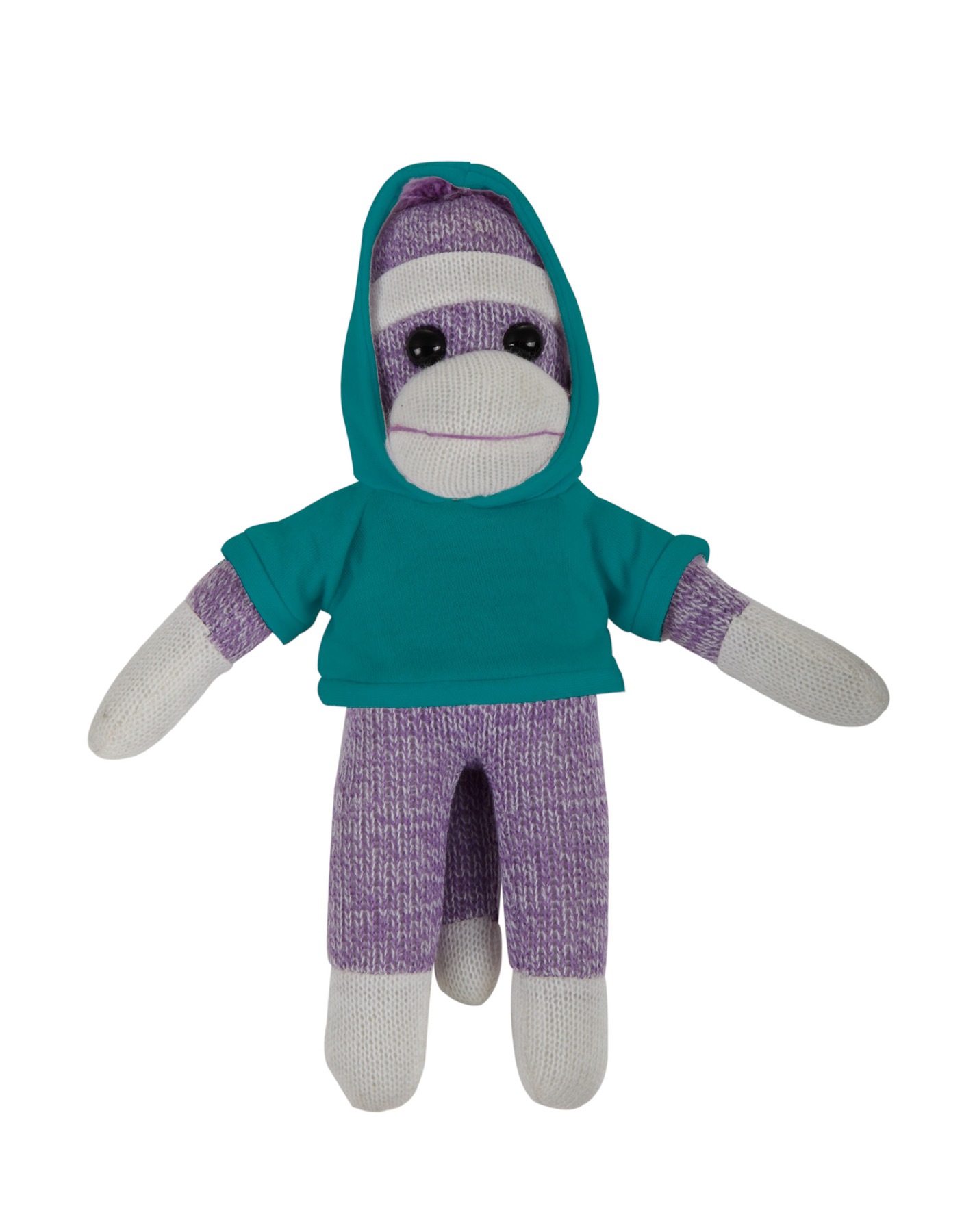 soft plush Purple Sock Monkey with hoodie 7