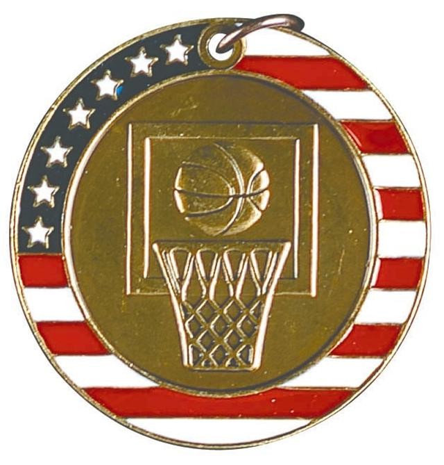 Basketball Stars & Stripes Medal, 2" 2