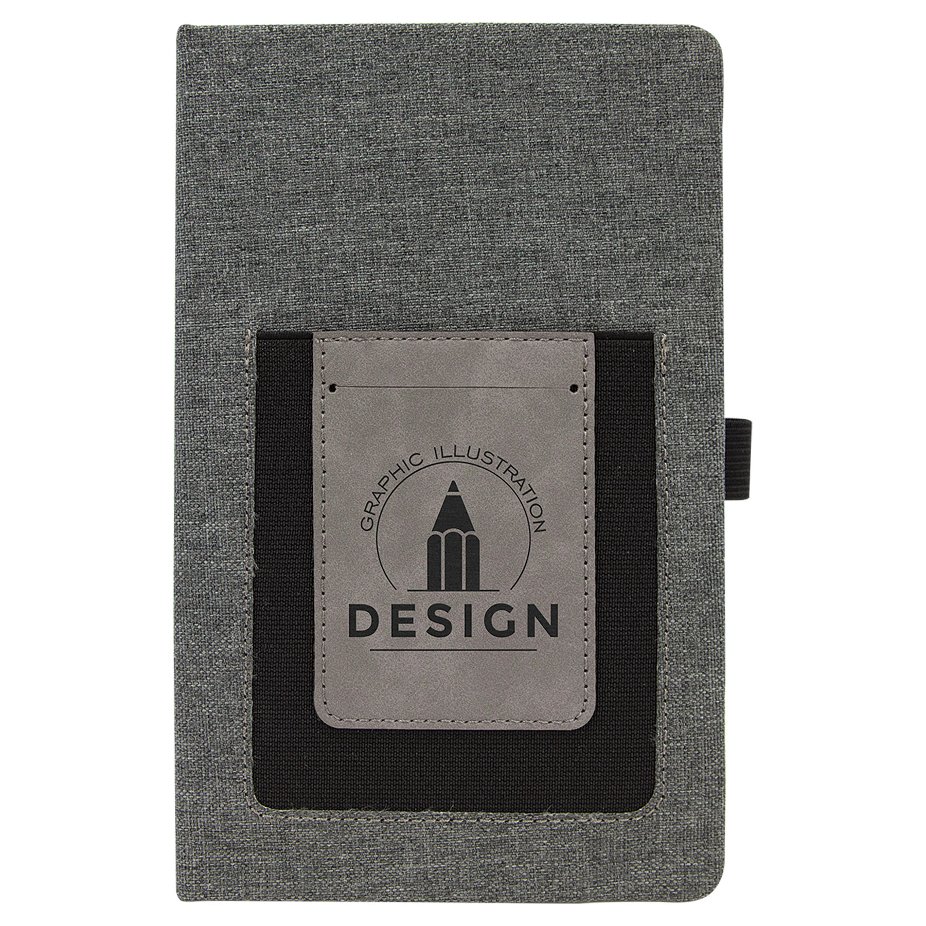 5 1/4" x 8 1/4" Gray w/Gray Leatherette Journal with Cell/Card Slot 2