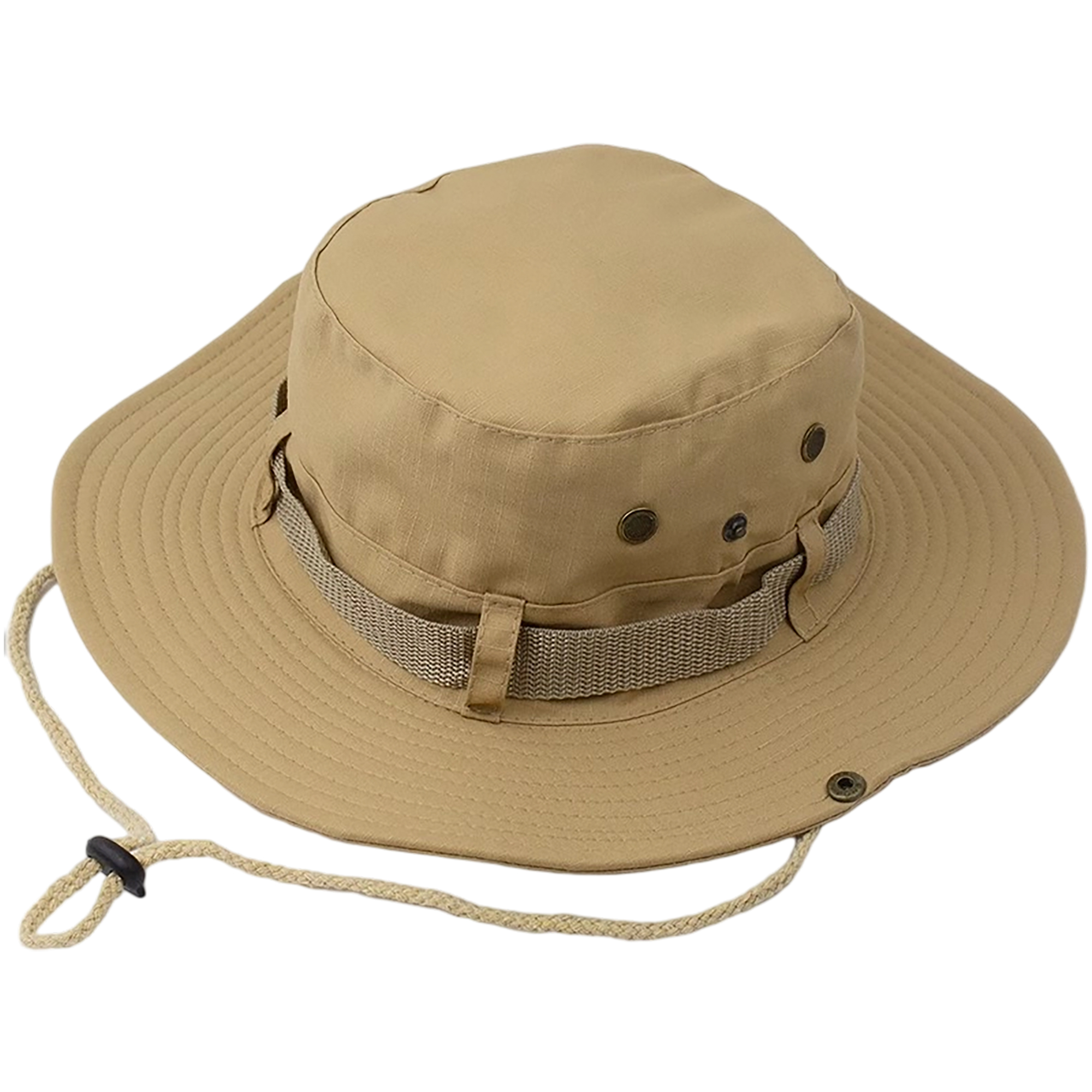 Cotton Wide Brim Boonie Hat With Chin Cord And Ventilation Mesh 11