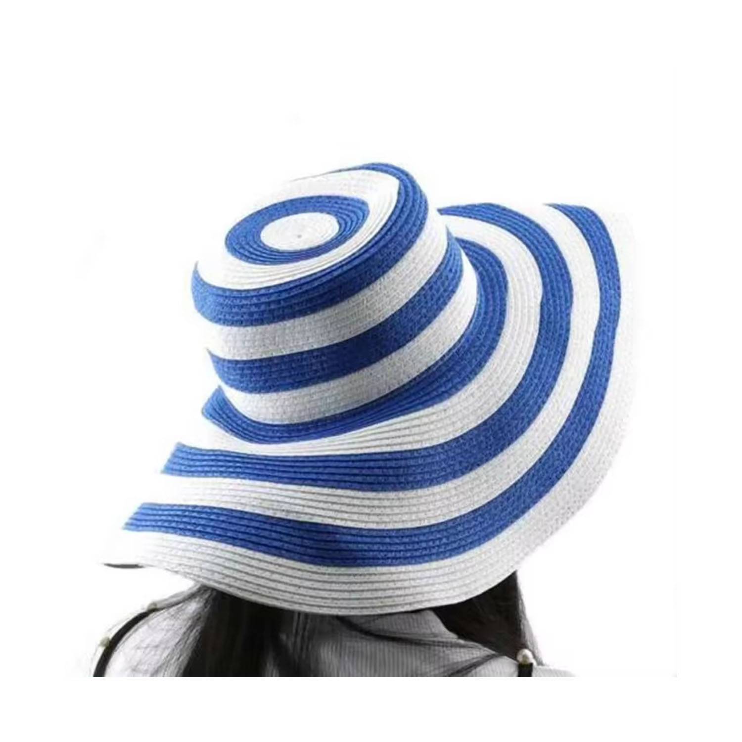Women Summer Stripe Beach Hat 4